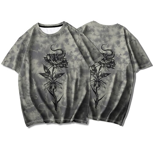 

Men's T shirt Tee 3D Print Graphic Patterned Tie Dye Crew Neck Street Casual Print Short Sleeve Tops Basic Fashion Classic Comfortable Gray / Summer