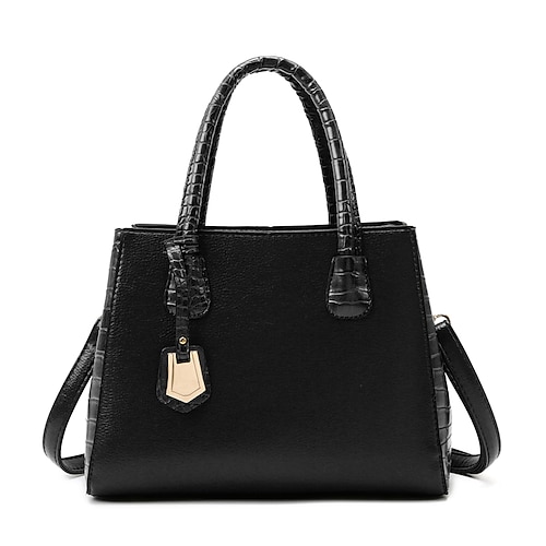 

Women's Top Handle Bag PU Leather Zipper Solid Color Going out Office & Career Wine Black Blue Brown