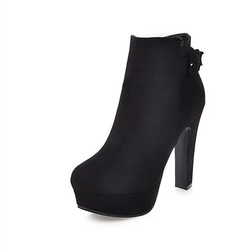 

Women's Boots Daily Velvet Boots Booties Ankle Boots Winter Chunky Heel Round Toe Minimalism Nubuck Zipper Solid Colored Black Gray