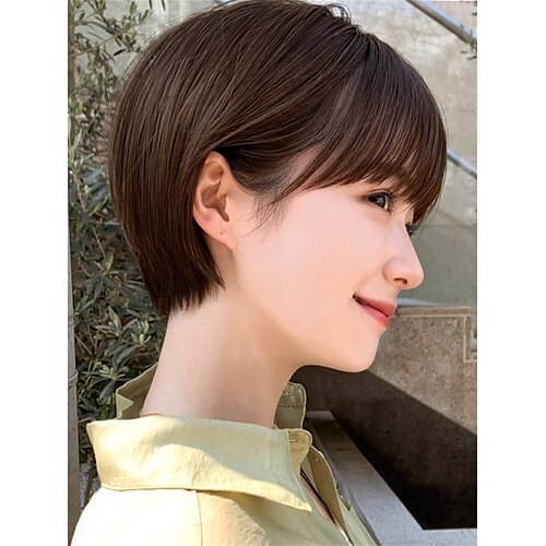 

Real Hair Wig Female Short Hair Real Hair Headgear Net Red Natural Full Real Hair Wig Headgear Fashion Bobo