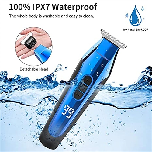 

Hair Clippers for Men Professional Cordless Clippers for Hair Cutting Jsonfree Beard Trimmer & Grooming Kit with 6 Guide Combs USB Rechargeable LED Display and IPX7 Waterproof (Blue)