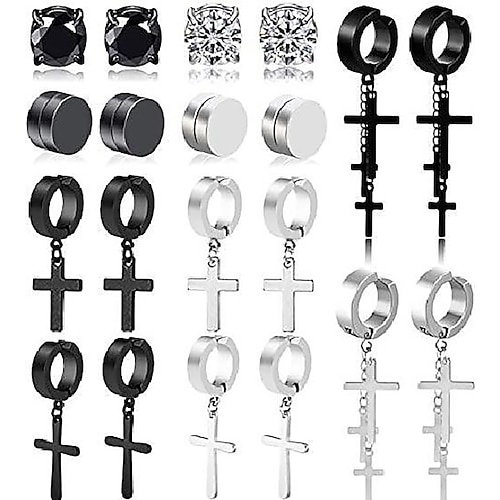 

1 pair unisex stainless steel magnetic earrings for men women cz clip on non pierced dangle earrings set 8mm