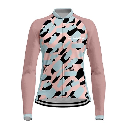 

21Grams Women's Cycling Jersey Long Sleeve Bike Top with 3 Rear Pockets Mountain Bike MTB Road Bike Cycling Breathable Quick Dry Moisture Wicking Rosy Pink Camo / Camouflage Spandex Polyester Sports