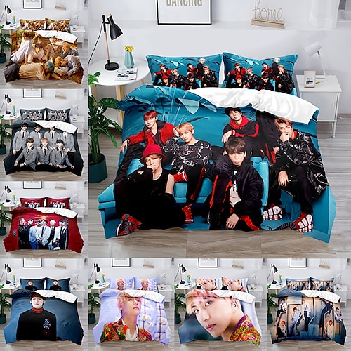 

BTS Series 3-Piece Duvet Cover Set Hotel Bedding Sets Comforter Cover Include 1 Duvet Cover, 2 Pillowcases for Double/Queen/King(1 Pillowcase for Twin/Single)