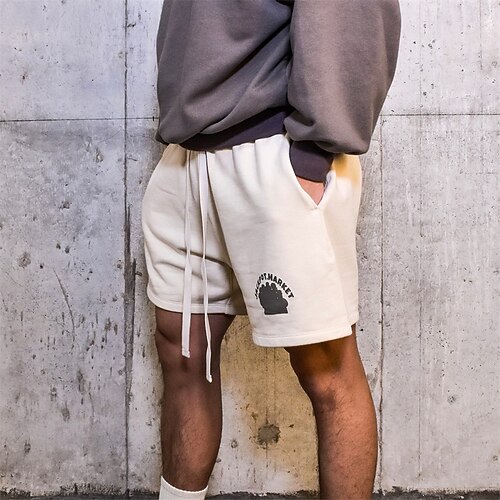 

Men's Classic Style Fashion Sweatpants Shorts Drawstring Elastic Waist Print Short Pants Sports Outdoor Casual Micro-elastic Graphic Prints Comfort Breathable Mid Waist Black Yellow Beige L XL XXL 3XL