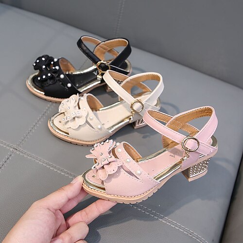 

Girls' Sandals Flower Girl Shoes Formal Shoes Daily PU Princess Shoes Big Kids(7years ) Party Daily Outdoor Butterfly Black Rosy Pink Ivory Fall Summer