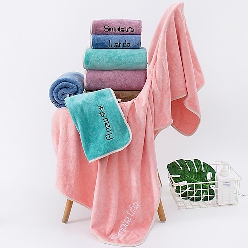 

Bath Towel Household Water Absorption Coral Velvet Bath Household Machine Washable Super Soft Highly Absorbent Quick Dry Couple Beach Towel