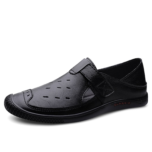 

Men's Sandals Casual Classic Daily Office Career PU Black Gray Brown Spring Summer