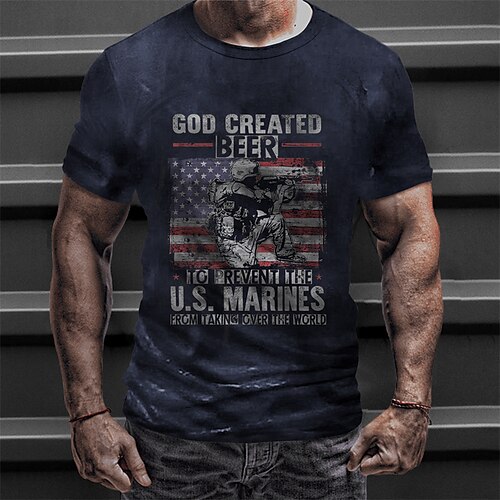 

Homme Unisexe T shirt Tee Imprimés Photos Drapeau National Col Ras du Cou Vert Véronèse Marron Bleu Marine Noir 3D effet Extérieur Plein Air Manches Courtes Imprimer Vêtement Tenue Rétro Vintage