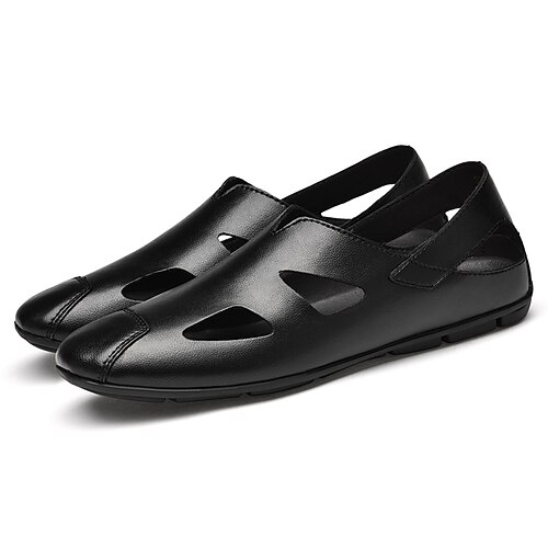 

Men's Sandals Loafers Slip-Ons Casual Classic Daily Office Career PU White Black Spring Summer