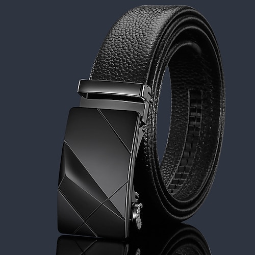 

Men's Corset Belt PU Leather Automatic Buckle Geometric Business Casual Party Daily Black Silver Brown