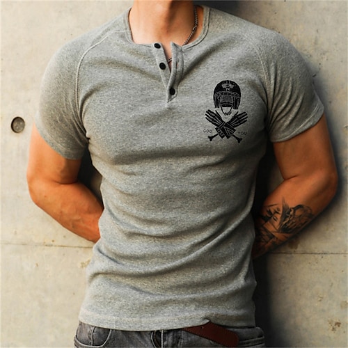 

Men's T shirt Tee Graphic Crew Neck Gray Street Sports Short Sleeve Button-Down Print Clothing Apparel Fashion Designer Casual Comfortable / Summer / Summer