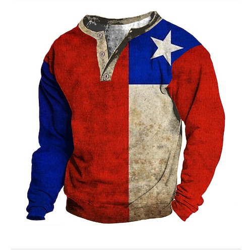 

Men's Sweatshirt Pullover Graphic Patterned American US Flag Print Daily Holiday Going out 3D Print Casual Streetwear Hoodies Sweatshirts Red