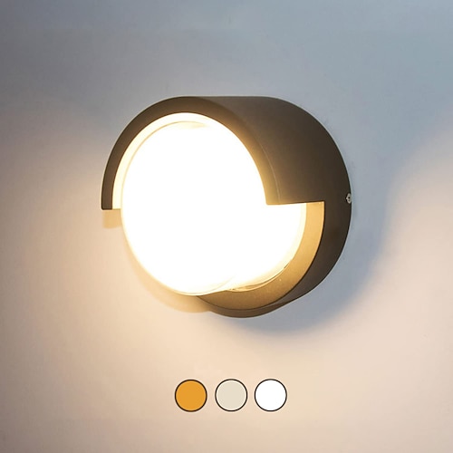 

Outdoor Wall Lamp Porch Lamp 12W LED Matte Black Exterior Wall Lamp 3 Colors Can be Changed Suitable for Installing Wall Courtyard Lamp Garage Aisle Backyard Garden AC85-265V