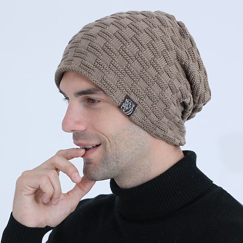 

Men's Slouchy Beanie Hat Outdoor Home Daily Solid / Plain Color Knitting Casual Warm Casual / Daily 1 pcs