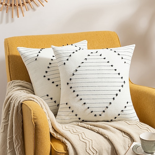 

1 pcs Striped Diamond Jacquard Polyester Pillow Cover Geometric Modern Square Seamed Traditional Classic