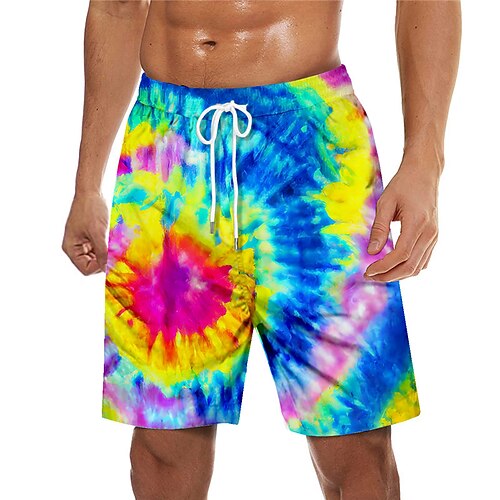 

Men's Swim Trunks Swim Shorts Quick Dry Board Shorts Bathing Suit Mesh Lining with Pockets Drawstring Swimming Surfing Beach Water Sports Tie Dye Printed Spring Summer