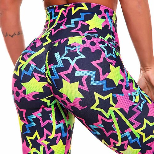 

Women's Leggings Workout Tights High Waist Tummy Control Butt Lift Graphic Patterned Rainbow Yoga Fitness Gym Workout Sports Activewear Stretchy Skinny Athletic Athleisure Wear