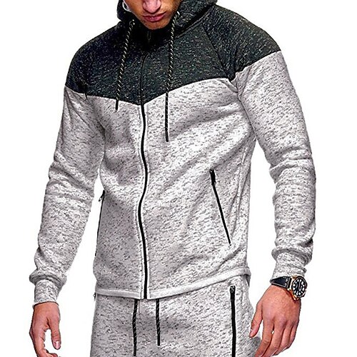 

Men's Full Zip Hoodie Jacket Color Block Zipper Pocket Daily Holiday Going out non-printing Casual Streetwear Hoodies Sweatshirts Black Light Grey