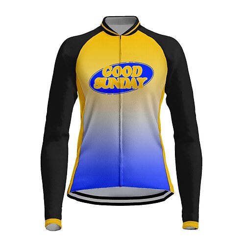 

21Grams Women's Cycling Jersey Long Sleeve Bike Top with 3 Rear Pockets Mountain Bike MTB Road Bike Cycling Breathable Quick Dry Moisture Wicking Yellow Gradient Spandex Polyester Sports Clothing