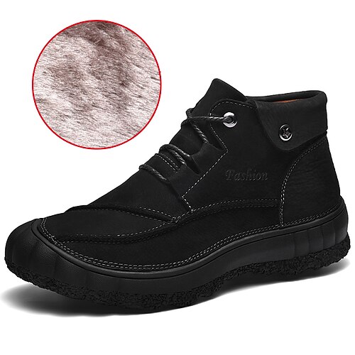 

Men's Boots Comfort Shoes Snow Boots Sporty Casual Daily Outdoor Hiking Shoes Cowhide Black Gray Brown Fall Winter