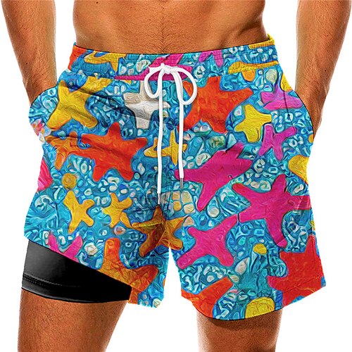 

Men's Swim Trunks Swim Shorts Quick Dry Board Shorts Bathing Suit Compression Liner with Pockets Drawstring Swimming Surfing Beach Water Sports Printed Spring Summer