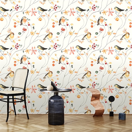 

Flowers Birds Green Plants Seamless Wallpaper Living Room Background Makeover Wallpaper Mural