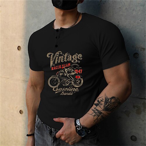 

Men's T shirt Tee Graphic Motorcycle Crew Neck Black Street Sports Short Sleeve Button-Down Print Clothing Apparel Fashion Designer Casual Comfortable / Summer / Summer