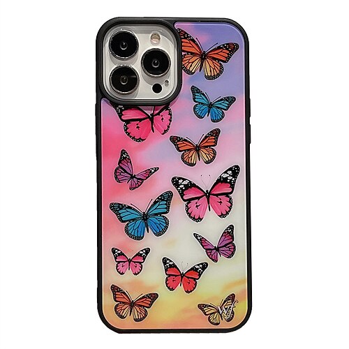 

Phone Case For Apple Classic Series iPhone 13 Pro Max 12 11 SE 2022 X XR XS Max 8 plus 7 plus Portable Pattern Shockproof Cartoon Butterfly TPU Plastic Tempered Glass