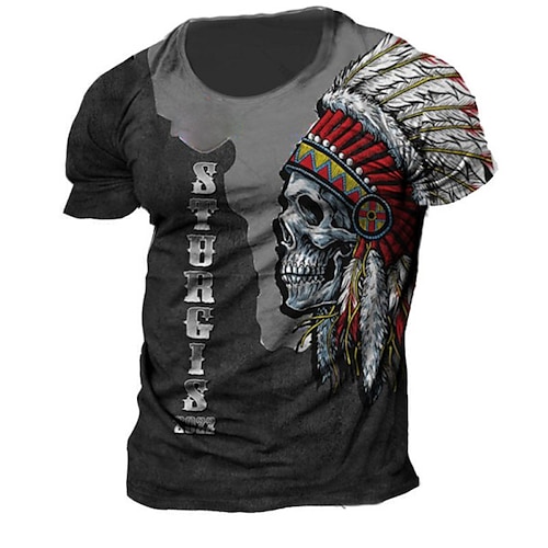 

Herren Unisex T Shirt Graphic Totenkopf Motiv Rundhalsausschnitt Dunkelgray 3D-Druck Outdoor Strasse Kurzarm Bedruckt Bekleidung Vintage Sport Designer Casual / Sommer / Sommer