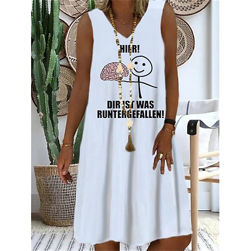 

Mujer Vestido informal Vestido de cambio Negro Rosa Blanco Sin Mangas Letra Estampado Primavera Verano Escote en Pico 2022 S M L XL XXL 3XL