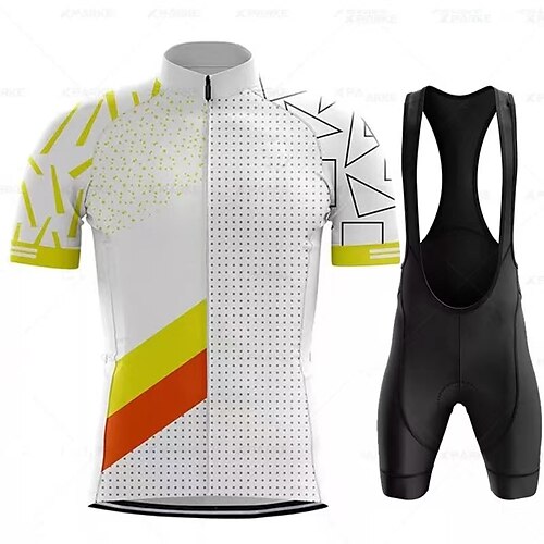 

Men's Cycling Jersey with Shorts Cycling Pants Cycling Shorts Short Sleeve Mountain Bike MTB Road Bike Cycling Black Blue Yellow Geometic Bike Shorts Bib Shorts Clothing Suit Breathable Moisture