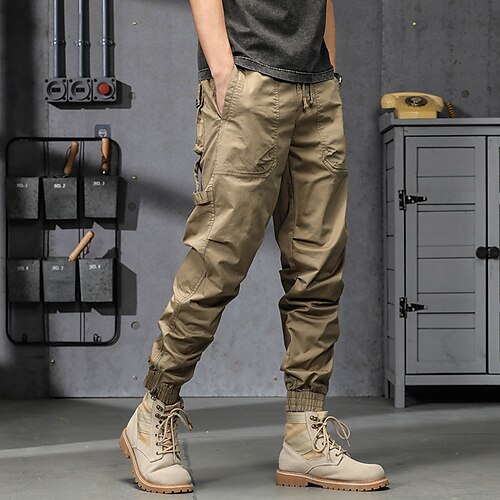 

Men's Cargo Pants Work Pants Tactical Pants Military Summer Outdoor Ripstop Windproof Breathable Quick Dry Pants / Trousers Bottoms Beam Foot Elastic Waist Black Army Green Cotton Camping / Hiking