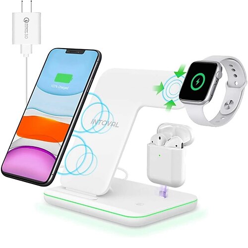 

Wireless Charger Charging Station 3 Port Wireless Charging Station ROHS CE Certified FCC Fast Wireless Charging MagSafe Magnetic For Cellphone Tablet iPhone iPad Cell Phone Tablets 1 PC