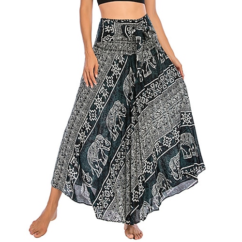 

Women's Skirt Swing Long Skirt Maxi Viscose Black Wine Army Green Navy Blue Skirts Summer Asymmetric Hem Fashion Boho Causal Weekend One-Size