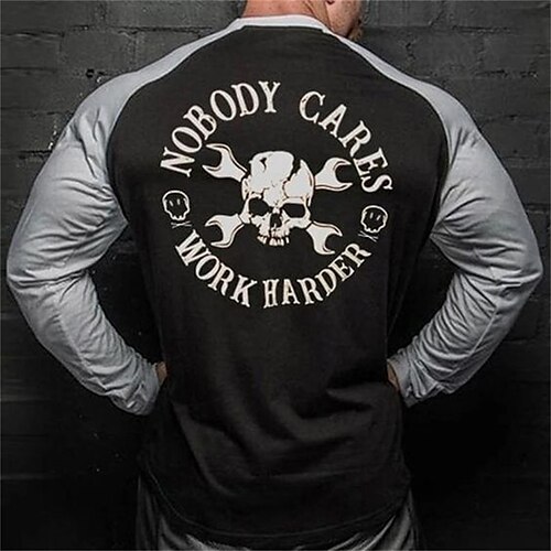 

Men's T shirt Tee Graphic Letter Crew Neck Black Print Street Holiday Long Sleeve Print Clothing Apparel Designer Casual Comfortable