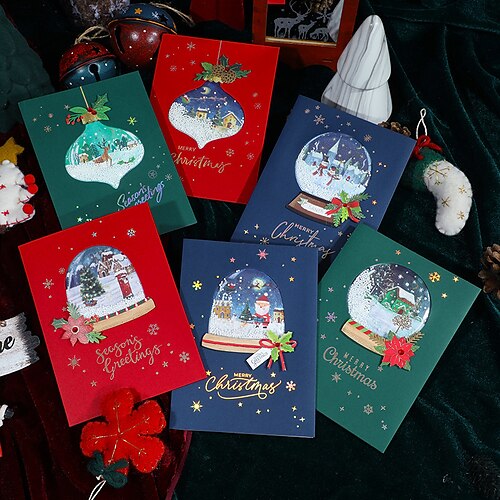 

2pcs Christmas Tree Reindeer Santa Claus Card Congratulations Cards Greeting Cards for Gift Decoration Party with Envelope 9.86.7 inch Paper