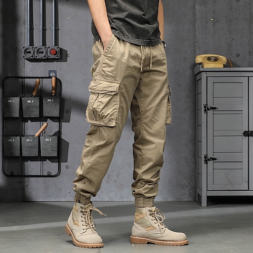 

Men's Cargo Pants Work Pants Tactical Pants Military Outdoor Ripstop Windproof Breathable Quick Dry Bottoms Drawstring Beam Foot Elastic Waist 680 Khaki 681 Army Green Cotton Fishing Climbing Camping