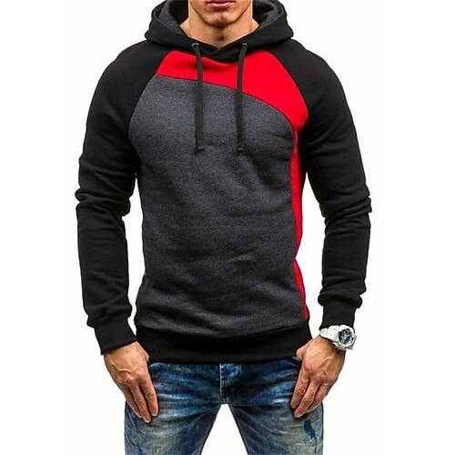 

Men's Hoodie Blue Light Grey Dark Gray Black Hooded Color Block Going out Streetwear Streetwear Cool Casual Winter Fall & Winter Clothing Apparel Hoodies Sweatshirts Long Sleeve