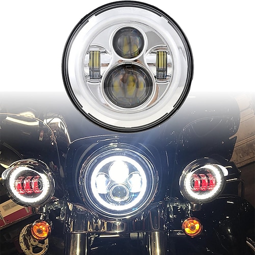 

OTOLAMPARA 150W 7 Inches Motorcycle LED Headlight DRL Amber Turn Signal for Suzuki GS 500 Tour Glide Softail Road King Street Glide/ Jeep JK/ Lada Niva