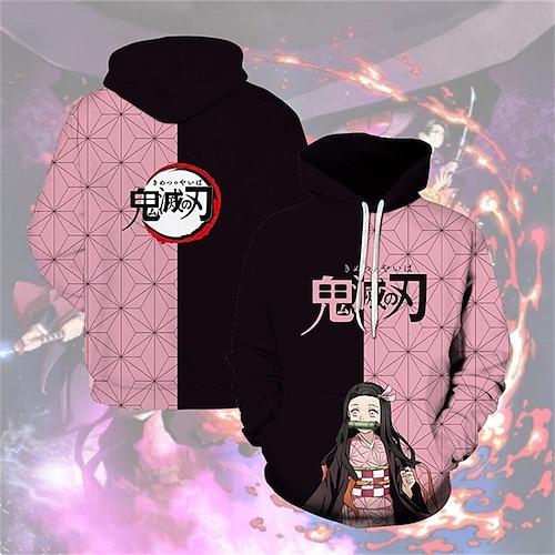 

Kids Girls' Hoodie Demon Slayer Long Sleeve 3D Print Anime Pocket Pink Children Tops Fall Spring Fashion Streetwear Adorable Daily Indoor Outdoor Regular Fit 3-13 Years