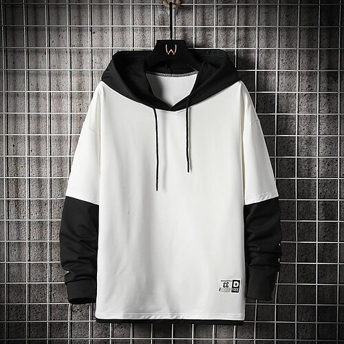 

Men's Hoodie Pullover Hoodie Sweatshirt Color Block Patchwork Casual Daily Holiday non-printing Casual Streetwear Hoodies Sweatshirts White Black Blue