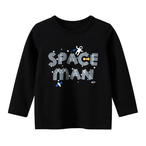 

Kids Boys T shirt Letter School Long Sleeve Daily Cotton 2-8 Years Fall Black