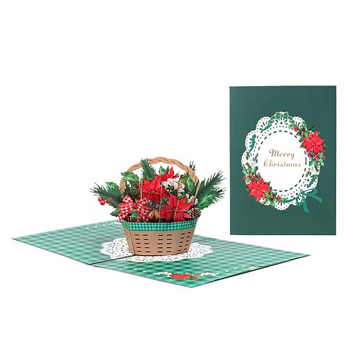 

1pcs Christmas Tree Card 3D Pop-Up Cards Congratulations Cards for Gift Decoration Party with Envelope 107.0 inch Paper