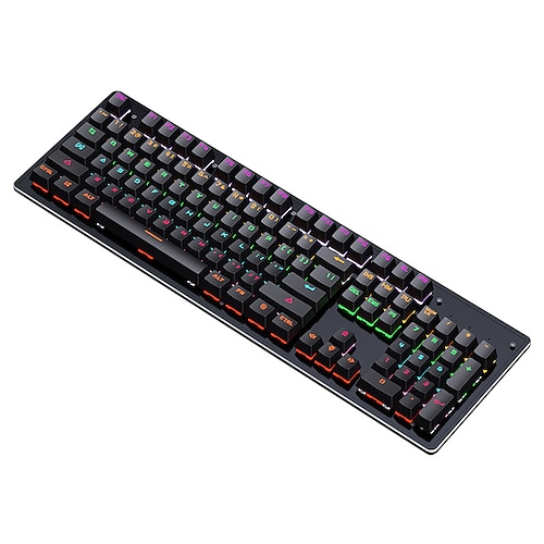 

Wired Mechanical Keyboard Computer Keyboard Ergonomic with Stand Holder Multicolor Backlit Keyboard with USB Powered 104 Keys
