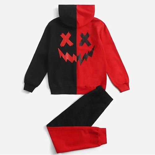 

2 Pieces Kids Boys Hoodie & Pants HoodieSet Clothing Set Outfit Graphic Long Sleeve Print Set Outdoor Sports Fashion Cool Fall Spring 3-12 Years Red