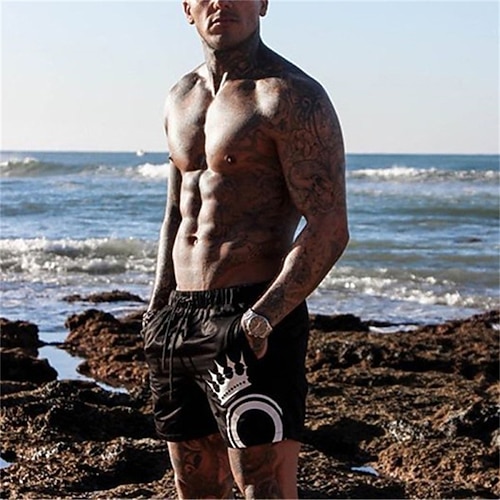 

Men's Classic Style Fashion Active Shorts Drawstring Elastic Waist Print Short Pants Sports Outdoor Casual Micro-elastic Graphic Prints Cotton Blend Comfort Breathable Mid Waist Black M L XL XXL