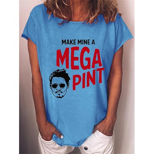 

Women's T shirt Tee Letter Casual Daily T shirt Tee Short Sleeve Print Round Neck Basic Essential Green Black Blue S