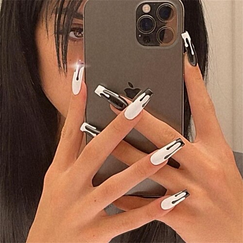 

24pcs Long Ballet Nails Fake Nails Manicure Stickers Press on Nails Manicure Wear Nails 24 Pieces