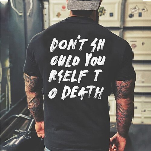 

Hombre Unisexo Camiseta Letra Estampados Cuello Barco Negro Estampado en caliente Exterior Calle Manga Corta Estampado Ropa Deportes Design Casual Grande y alto / Verano / Verano